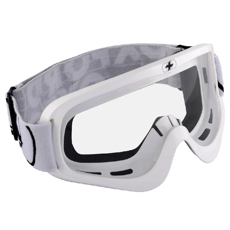 Oxford Fury Adult Motocross Goggles Gloss White - Clear Lens