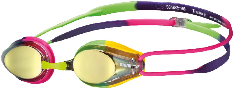 Arena Tracks Mirror Junior Swimming Goggles - Pink