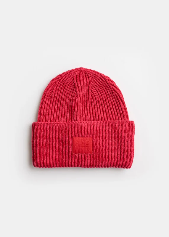 Adult Mad Hatter Ribbed Knit Beanie - Red