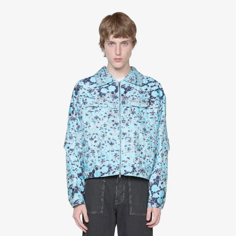 Fabrian Flower Zip-Up Jacket Sky Blue