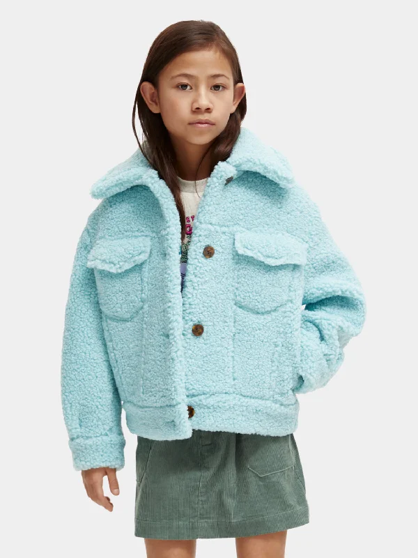 Kids - Boxy-fit bonded teddy trucker jacket