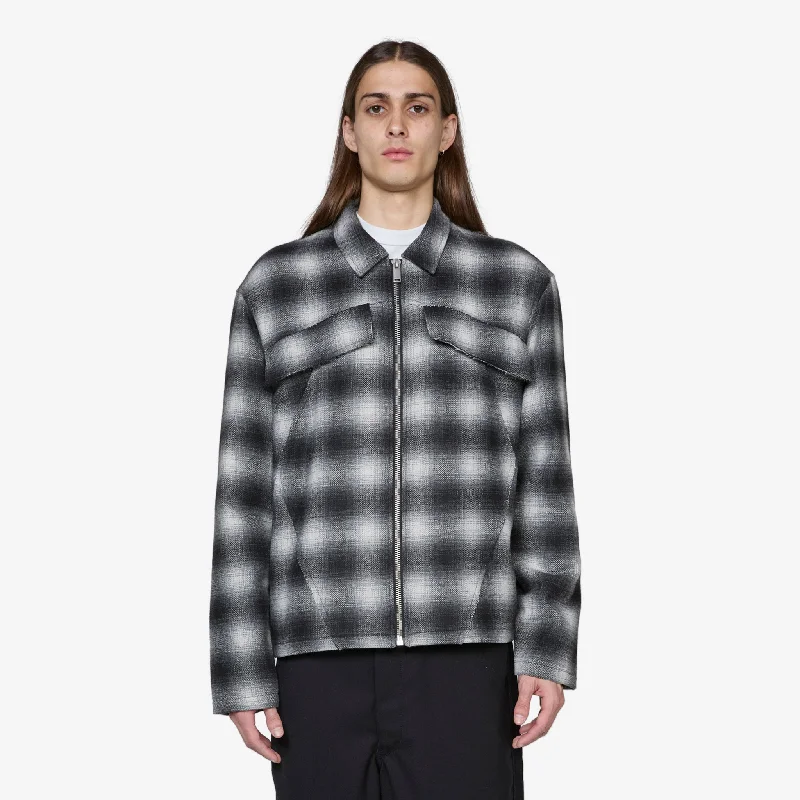 Padded Checked Overshirt Dark Grey