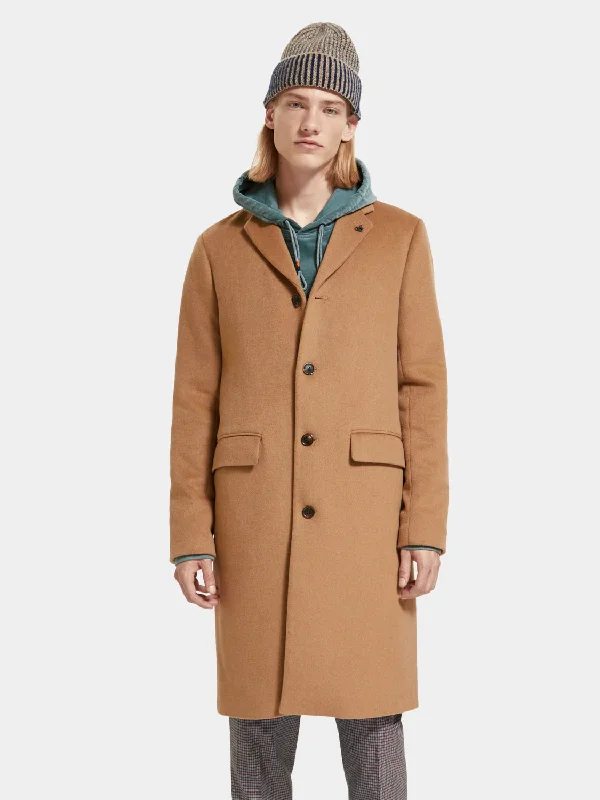 Single-breasted wool blend overcoat