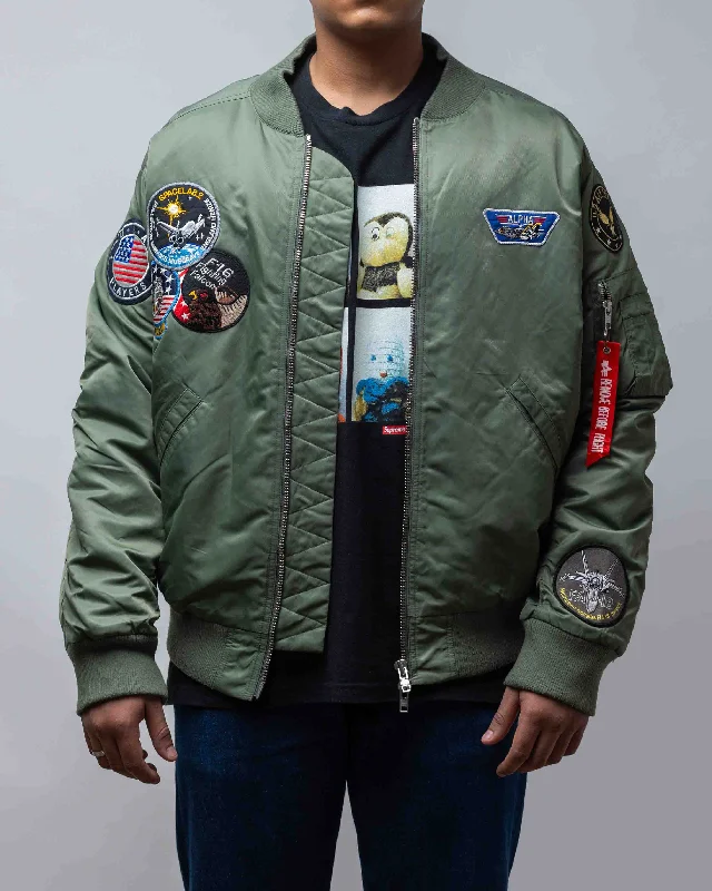 V-Slit Back Neck Patched Figher Plane Ma-01 Jacket