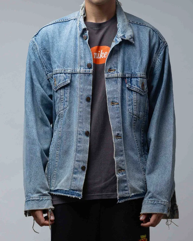 Vintage Levis 90'S Distressed And Faded Denim Jacket Light Blue