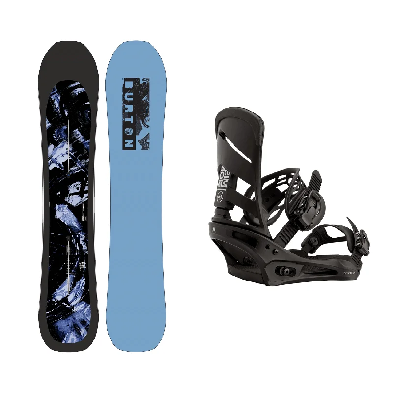 Burton Cartographer Snowboard 2025 + Burton Men's Mission Re:Flex Snowboard Bindings (Black) Package