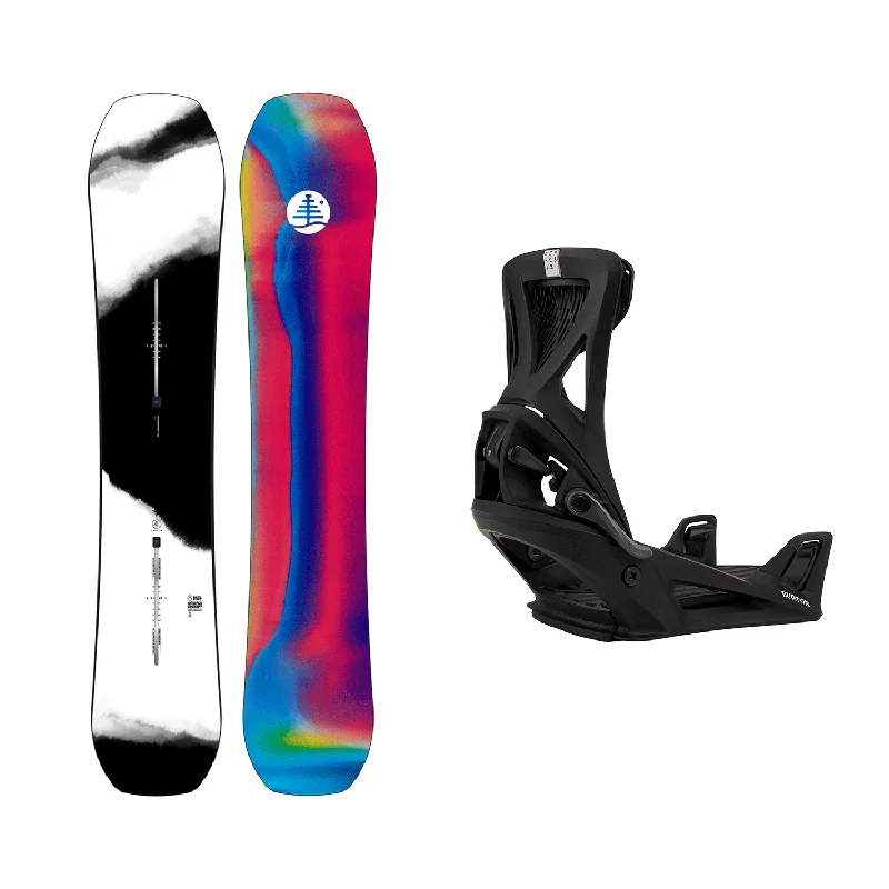 Burton Family Tree Hometown Hero Snowboard 2025 + Burton Men's Step On Genesis Re:Flex Snowboard Bindings (Black) Package