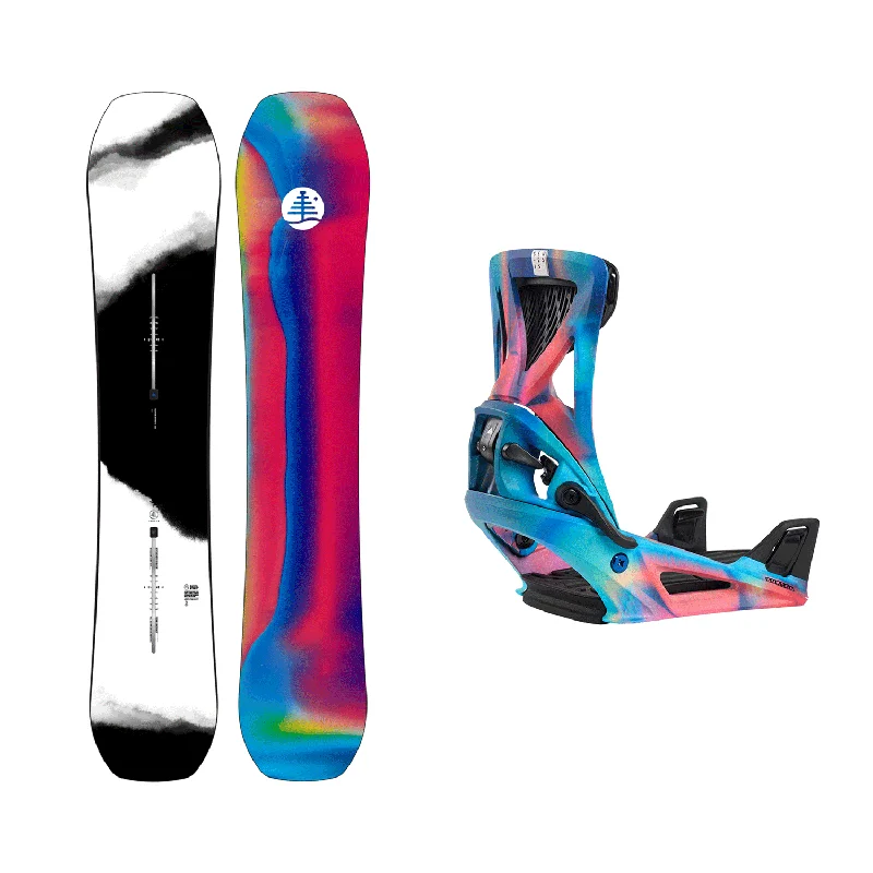 Burton Family Tree Hometown Hero Snowboard 2025 + Burton Men's Step On Genesis Re:Flex Snowboard Bindings (Hydro/Multi) Package