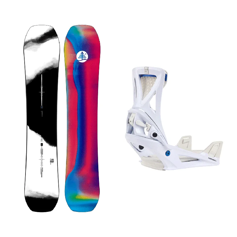 Burton Family Tree Hometown Hero Snowboard 2025 + Burton Men's Step On Genesis Re:Flex Snowboard Bindings (White) Package