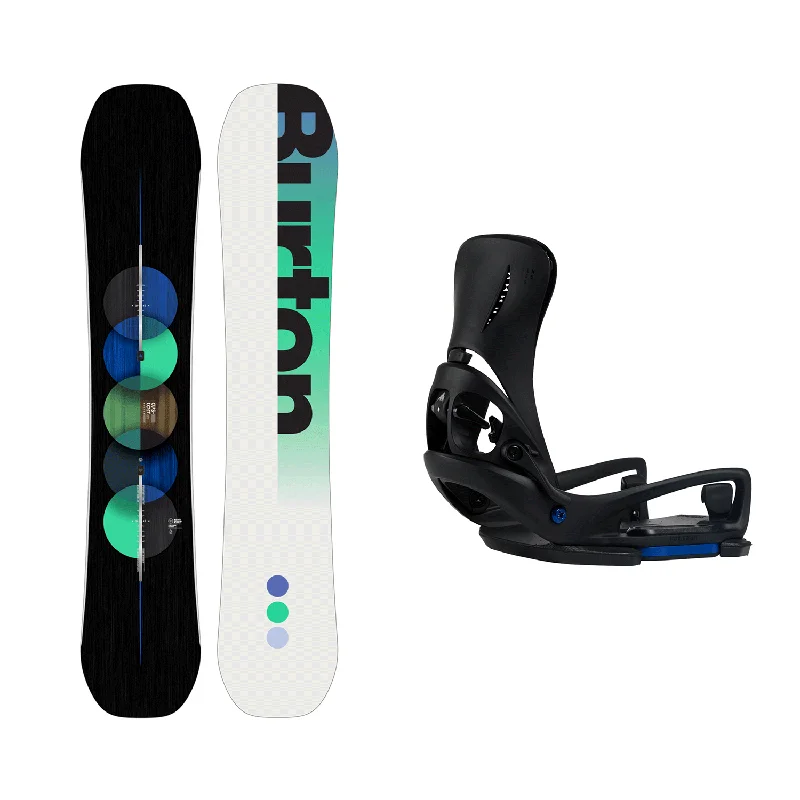 Burton Men's Custom Snowboard 2025 + Burton Men's Step On Genesis EST Snowboard Bindings (Black) Package