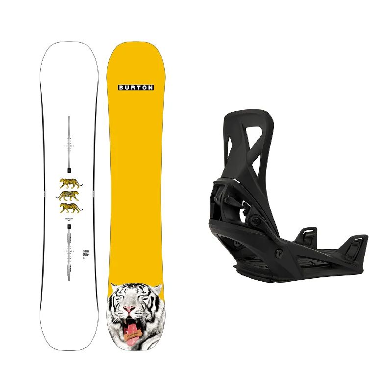 Burton Men's Process Snowboard 2025 + Burton Men's Step On Re:Flex Snowboard Bindings (Black) Package