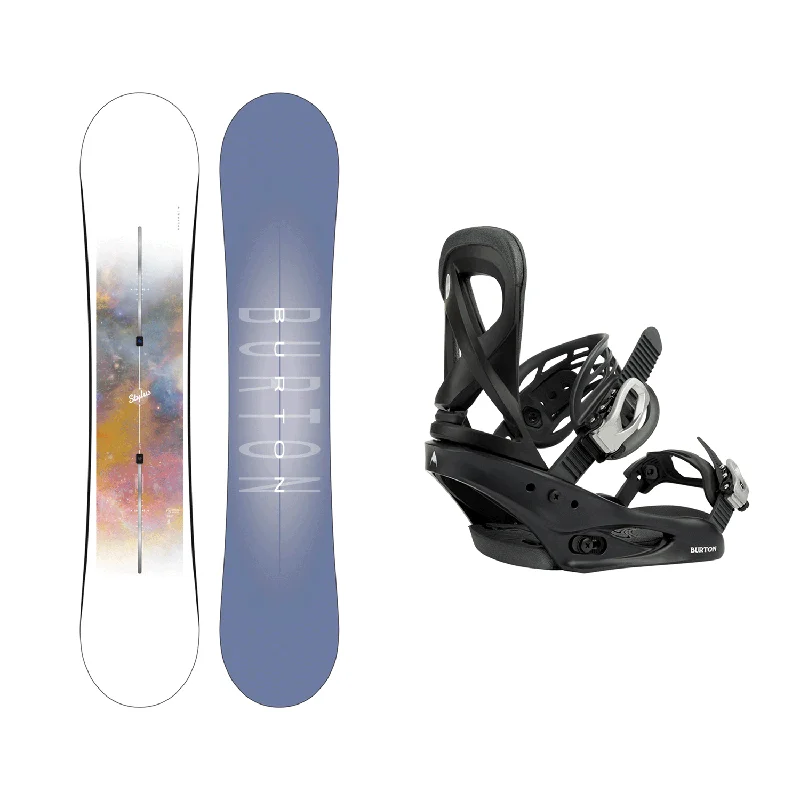 Burton Women's Stylus Snowboard 2025 + Burton Women's Scribe Re:Flex Snowboard Bindings (Black) Package