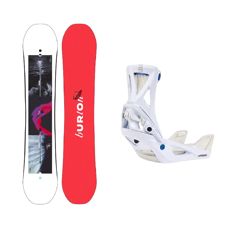 Burton Women's Talent Scout Snowboard 2025 + Burton Women's Step On Escapade Re:Flex Snowboard Bindings (White) Package