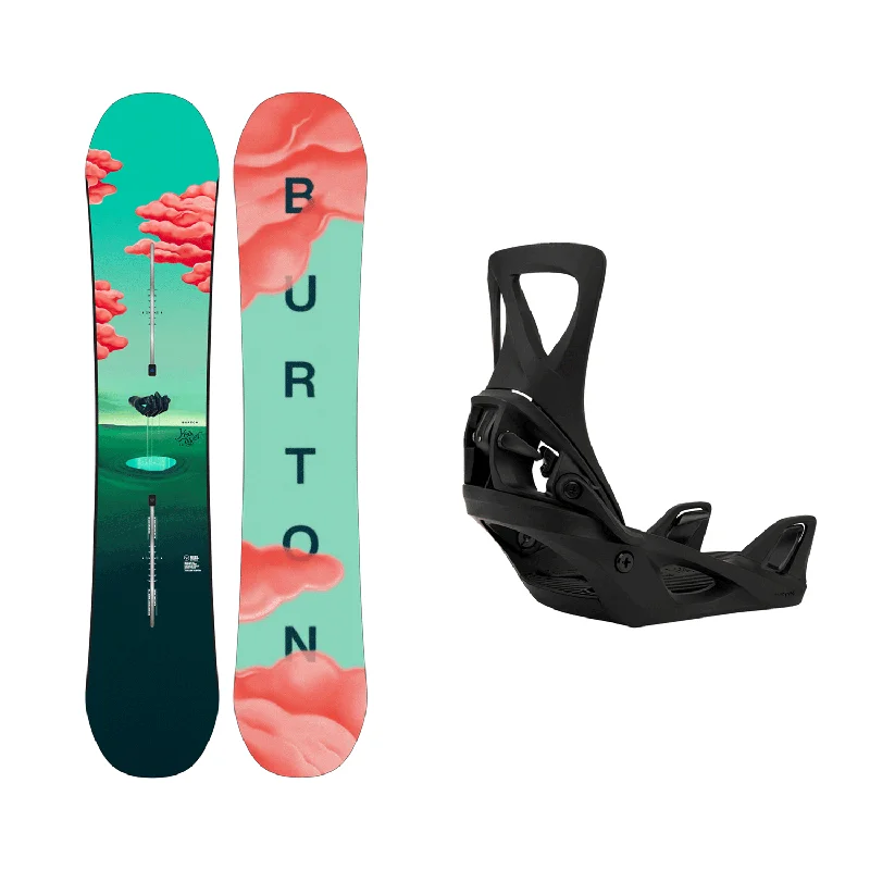 Burton Women's Yeasayer Snowboard 2025 + Burton Women's Step On Re:Flex Snowboard Bindings (Black) Package