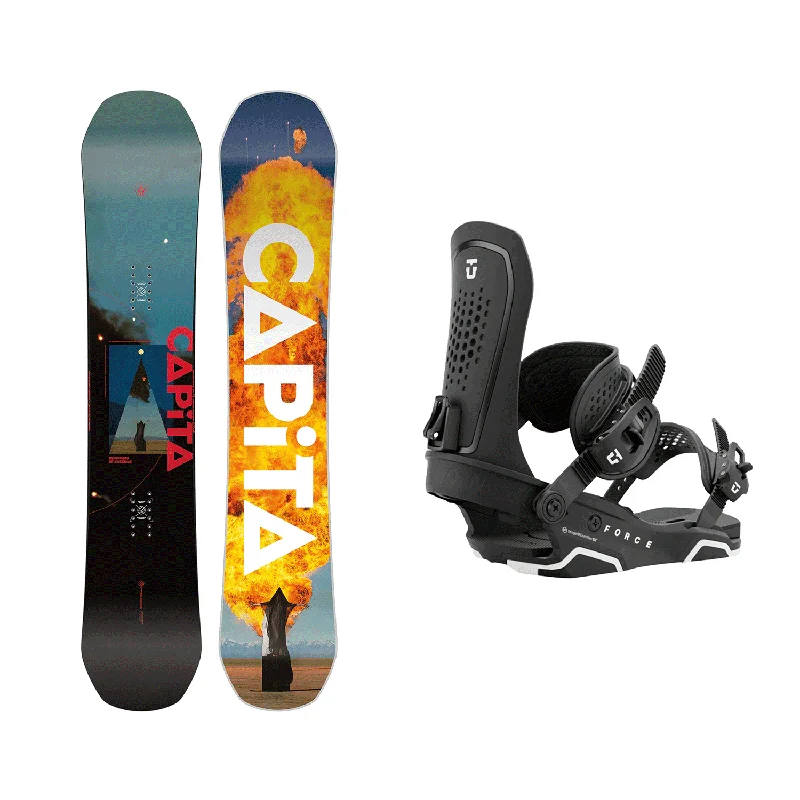 Capita Men's Defenders Of Awesome Snowboard 2025 + Union Men's Force Snowboard Bindings (Black) Package