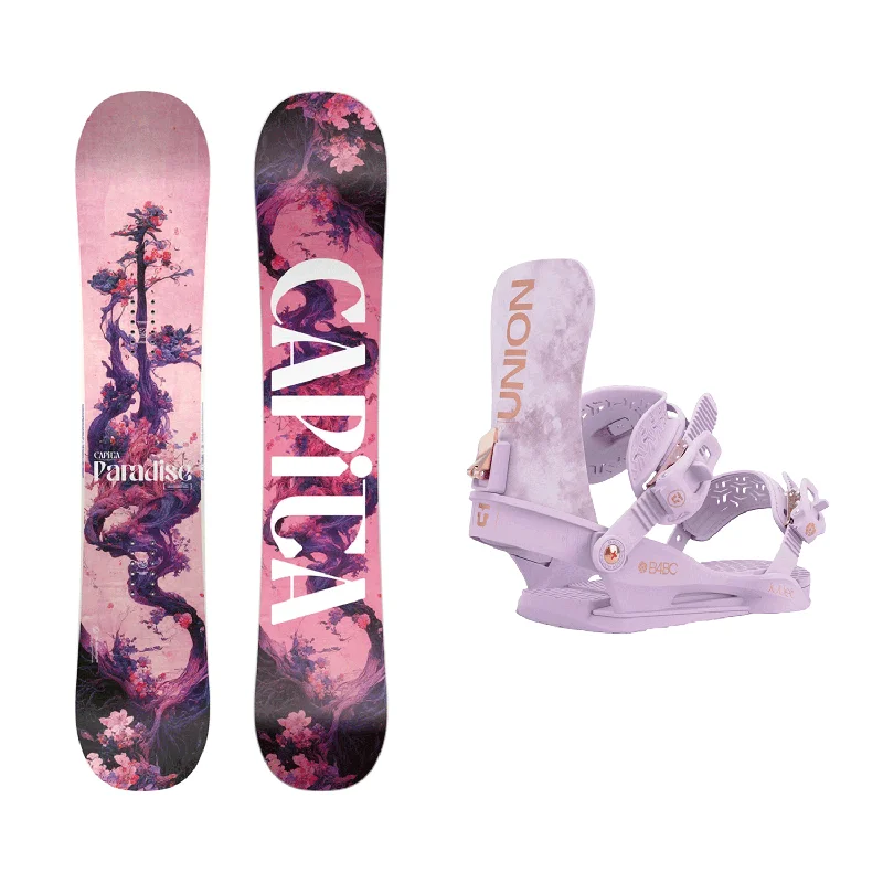 Capita Women's Paradise Snowboard 2025 + Union Women's Juliet Snowboard Bindings (Tie Dye) Package