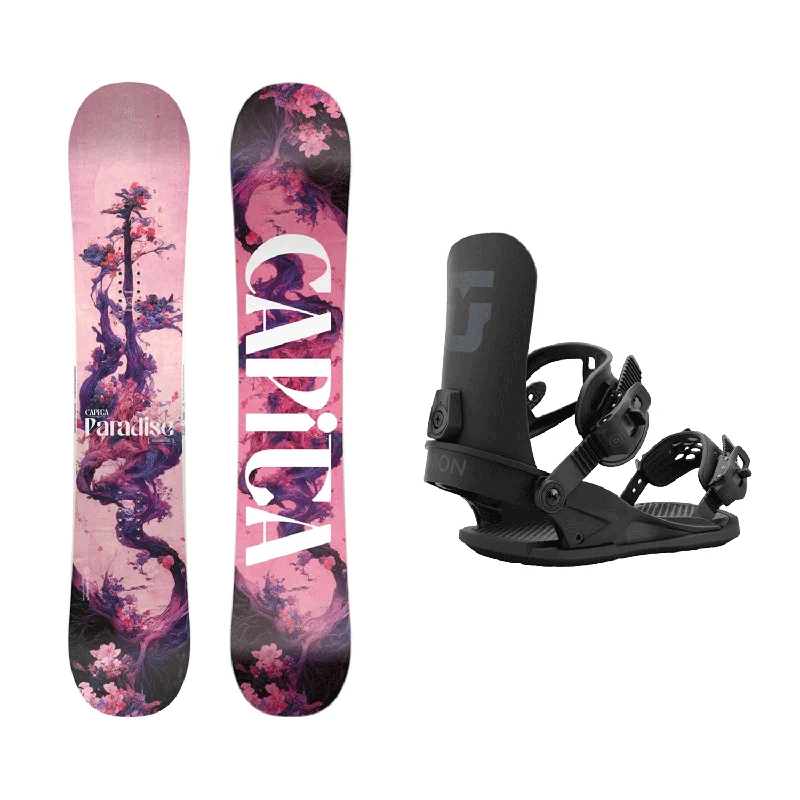 Capita Women's Paradise Snowboard 2025 + Union Women's Legacy Snowboard Bindings (Black) Package