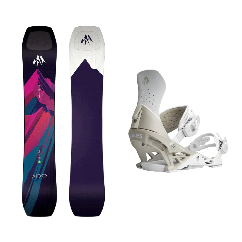 Jones Women's Airheart 2.0 Snowboard 2025 + Jones Women's Aurora Snowboard Bindings (White Mineral) Package