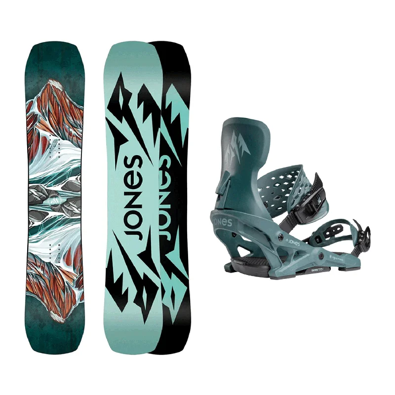 Jones Women's Twin Sister Snowboard 2025 + Jones Women's Equinox Snowboard Bindings (Teal) Package