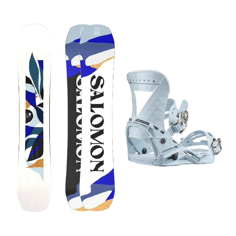 Salomon Women's Rumble Fish Snowboard 2025 + Salomon Women's Mirage Snowboard Bindings (Blue) Package